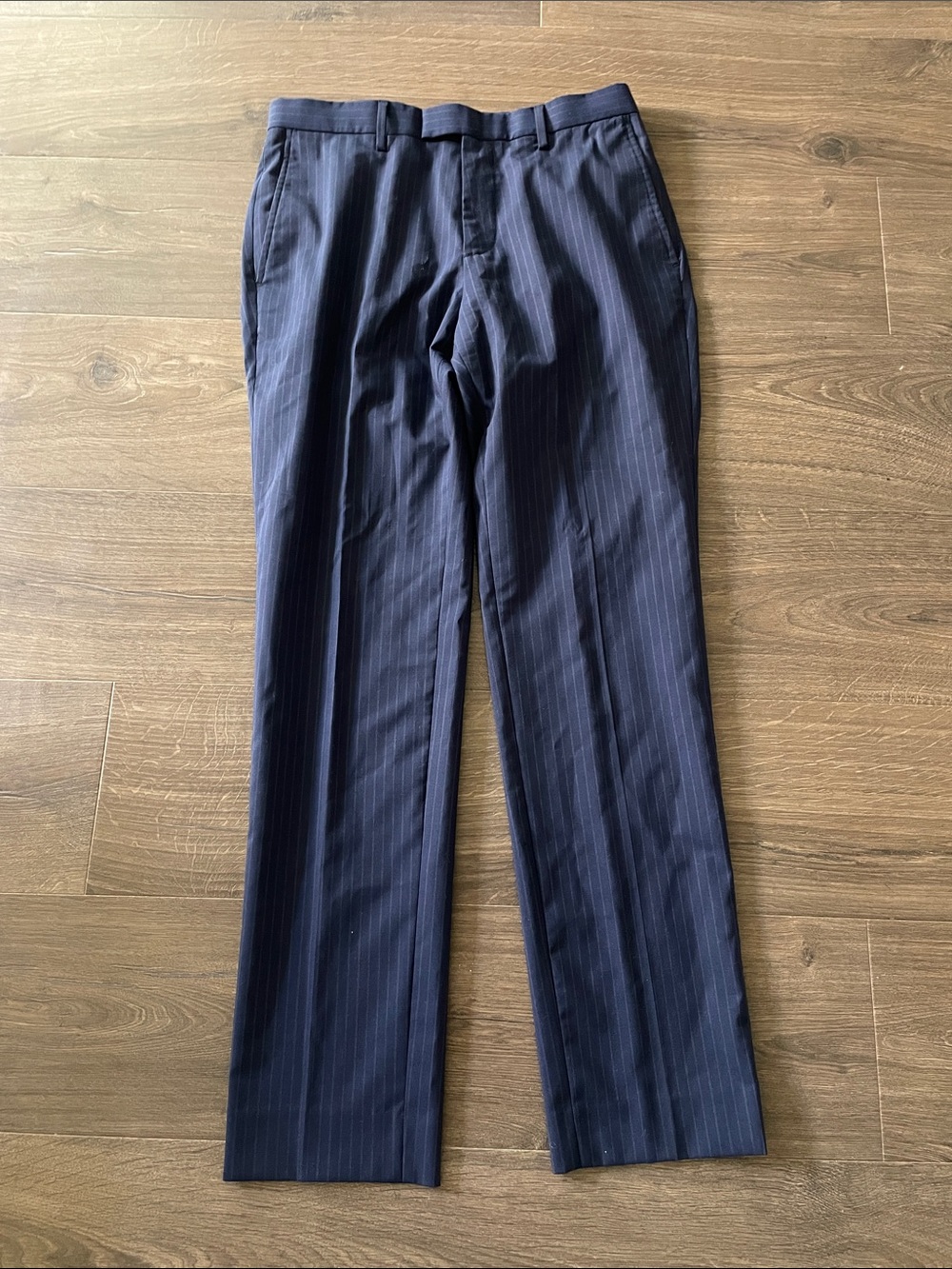 Men's Banana Republic Navy Pinstripe Dress Pants, Slim Fit Size 30X32